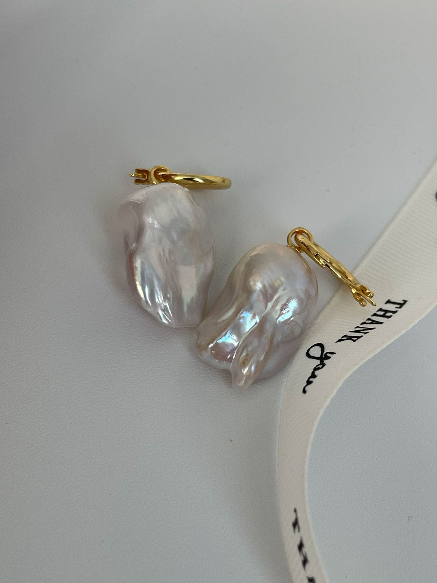 18K Gold-Plated Hoop Earrings with Detachable Baroque Pearl