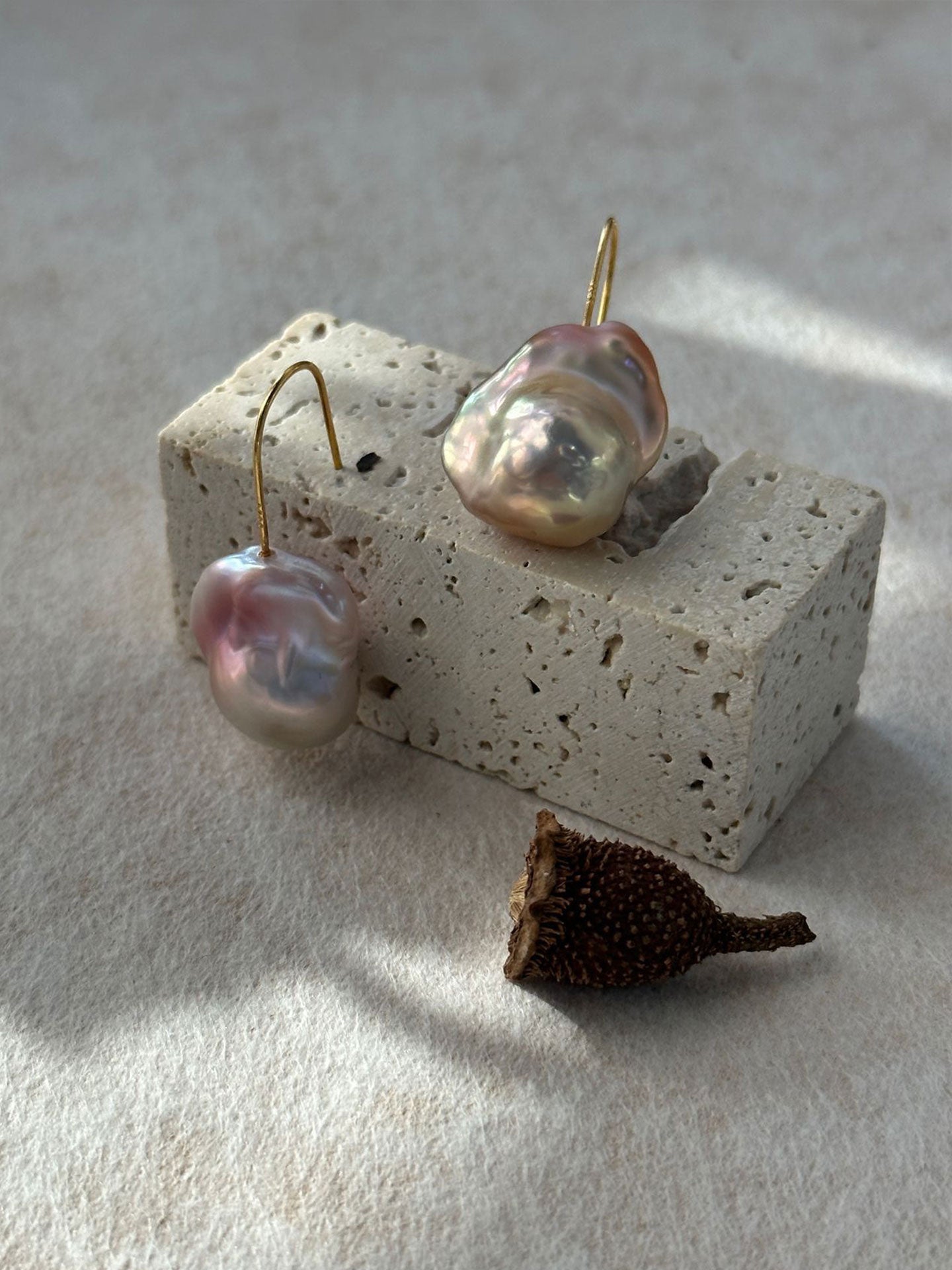Fine Hook Earrings with Baroque Pearl Drop