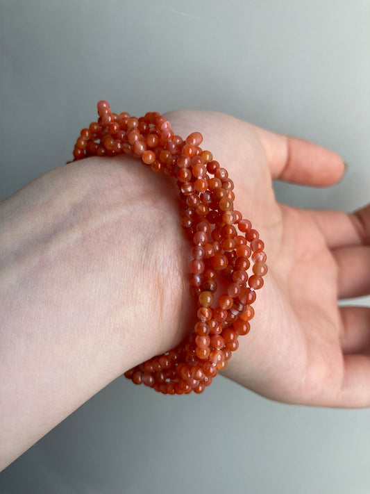 Natural South Red Agate Layered Woven Bracelet