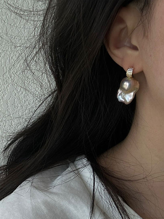 18K Gold-Plated Iridescent Baroque Pearl Drop