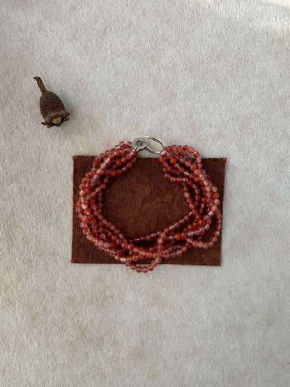 Natural South Red Agate Layered Woven Bracelet