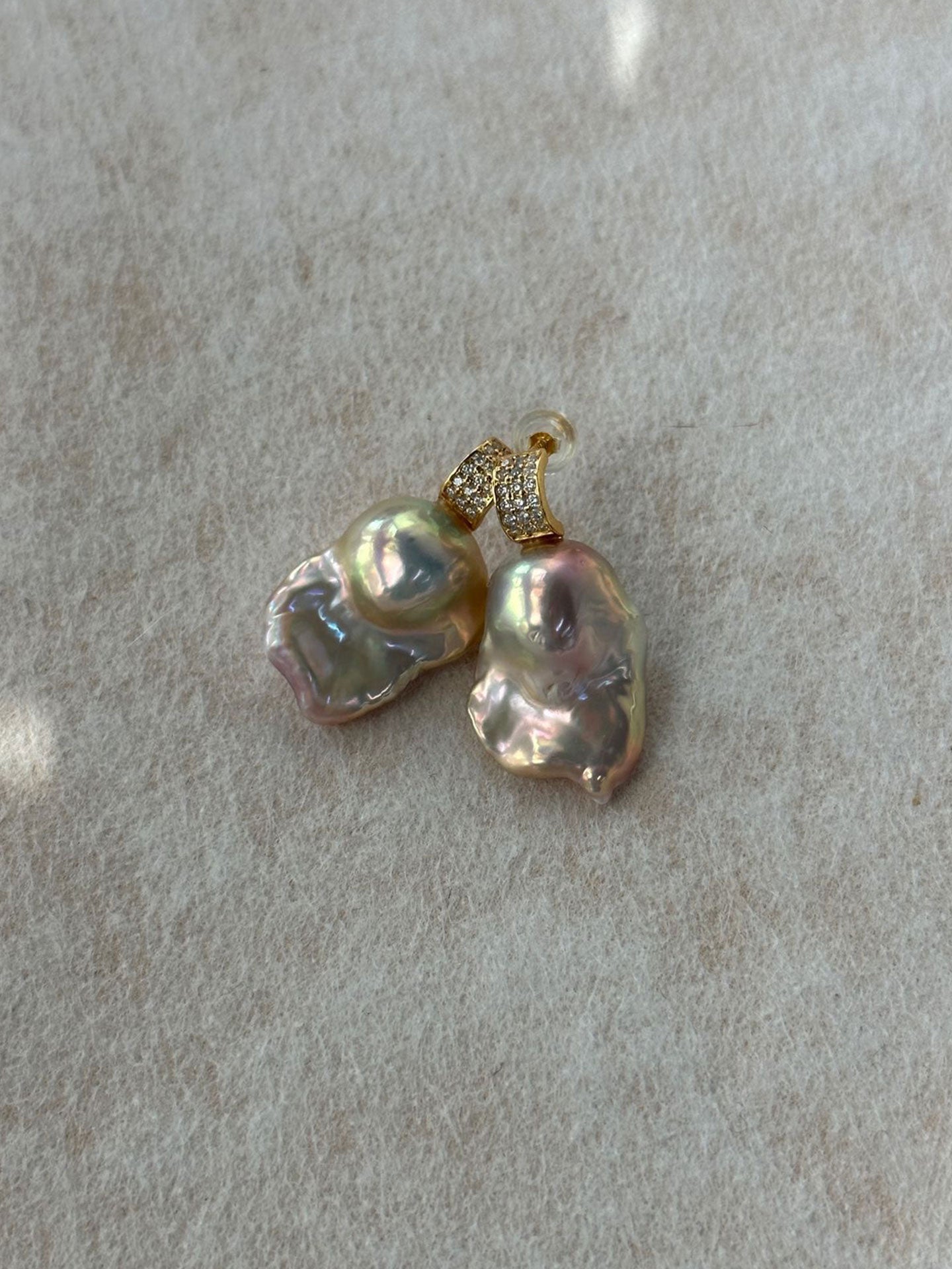 18K Gold-Plated Iridescent Baroque Pearl Drop