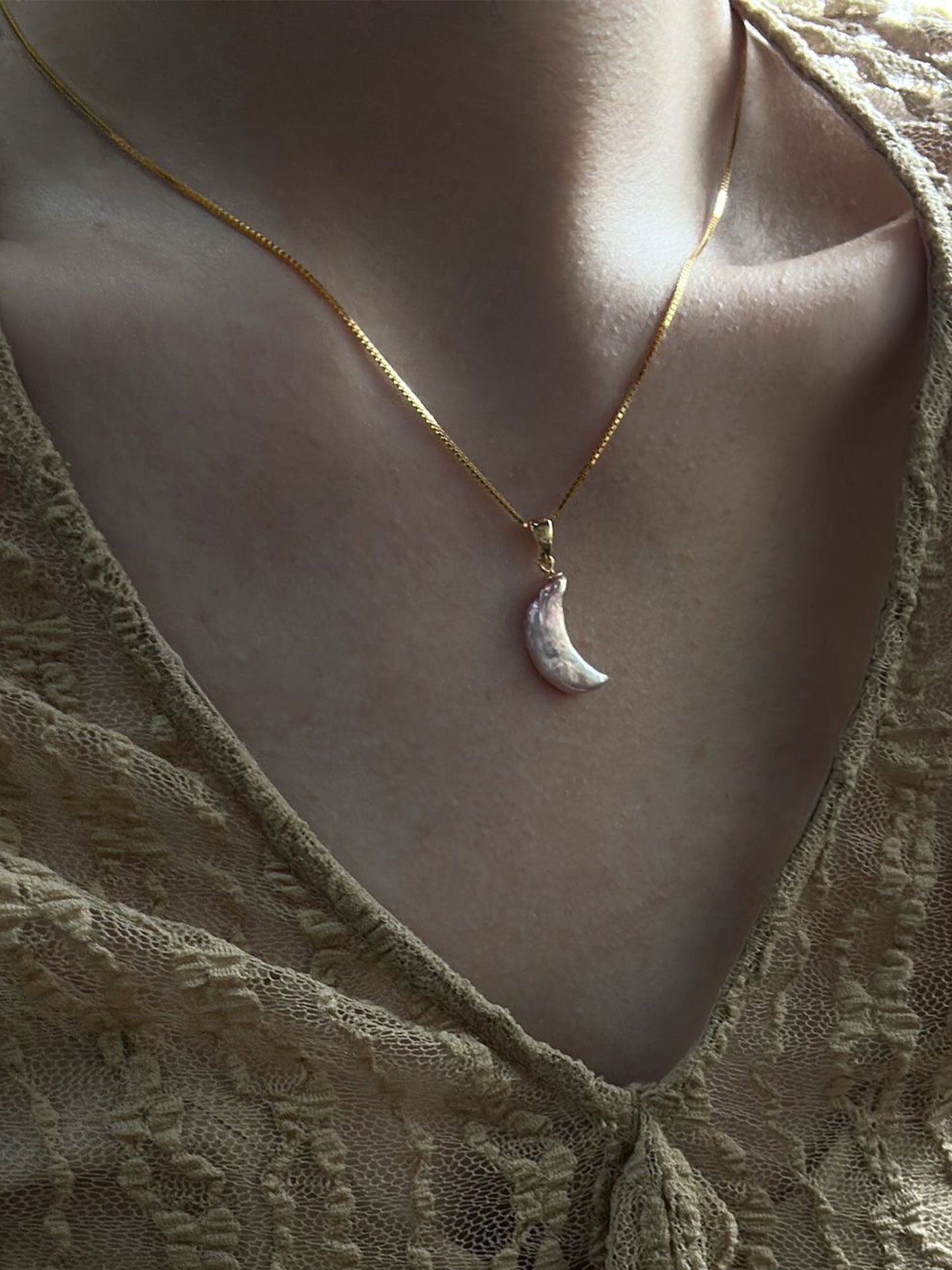 Crescent Purple Baroque Pearl 18K Gold-Plated Necklace