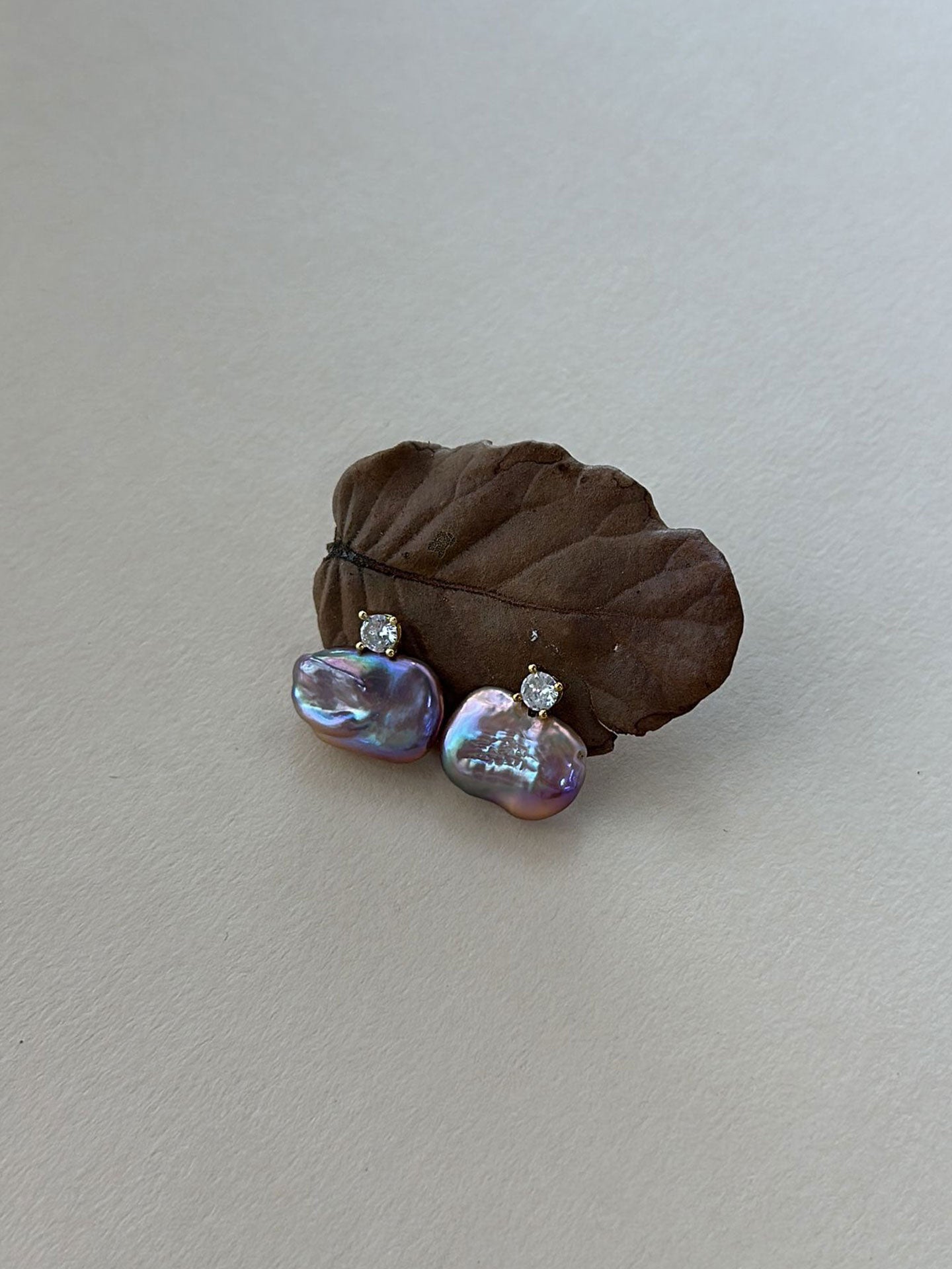 Princess Diana-Style Purple Baroque Pearl & CZ Drop Earrings