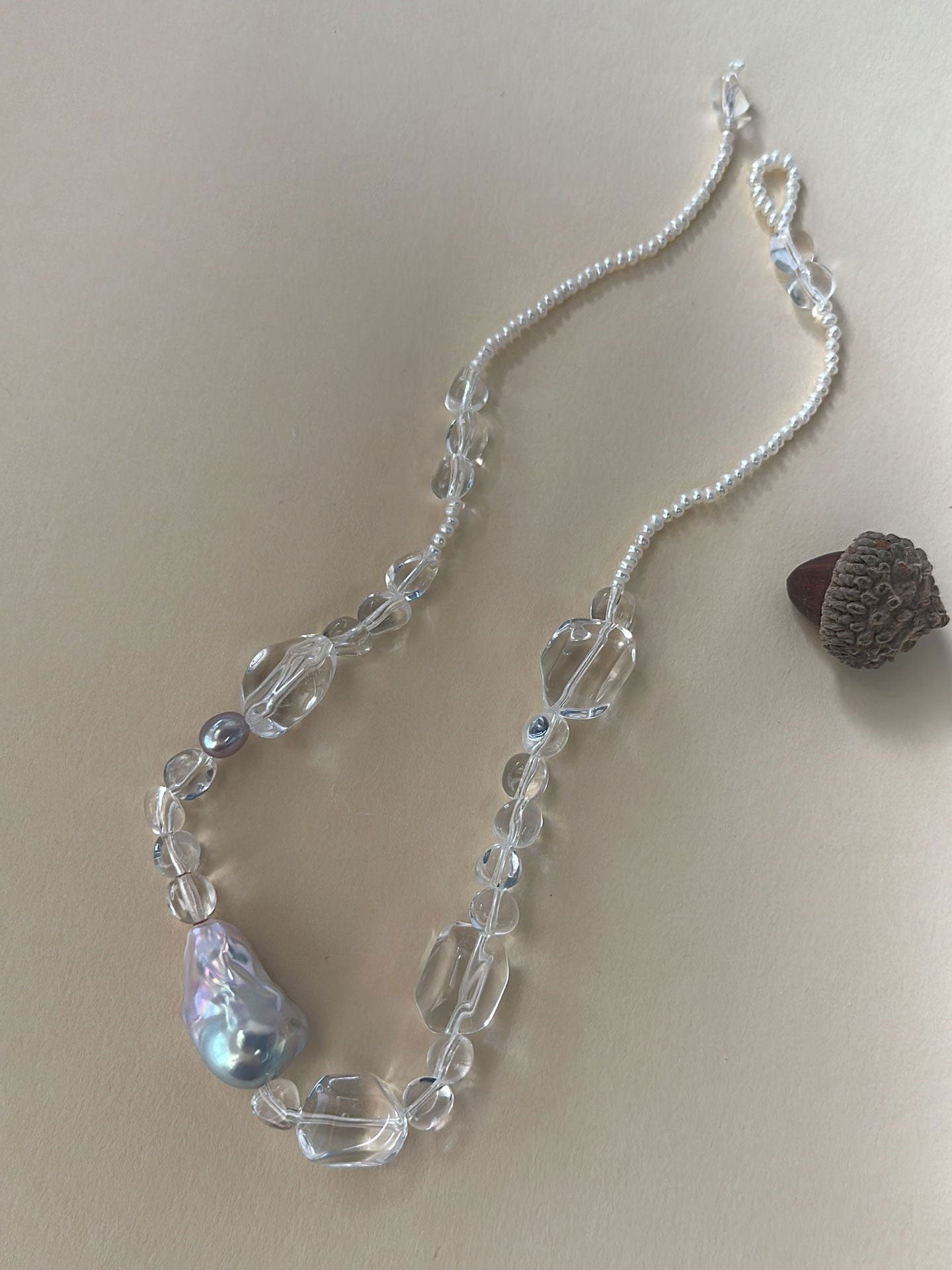 Bold Baroque Pearl & Crystal Statement Necklace