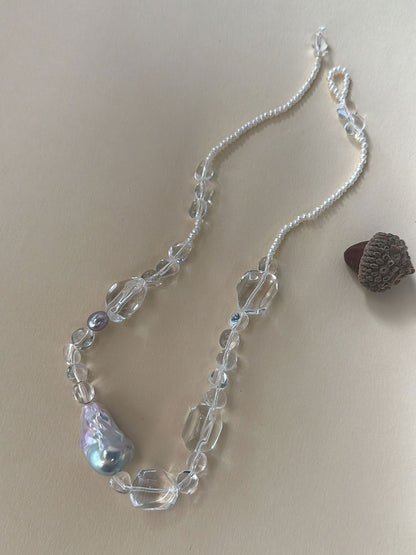 Bold Baroque Pearl & Crystal Statement Necklace