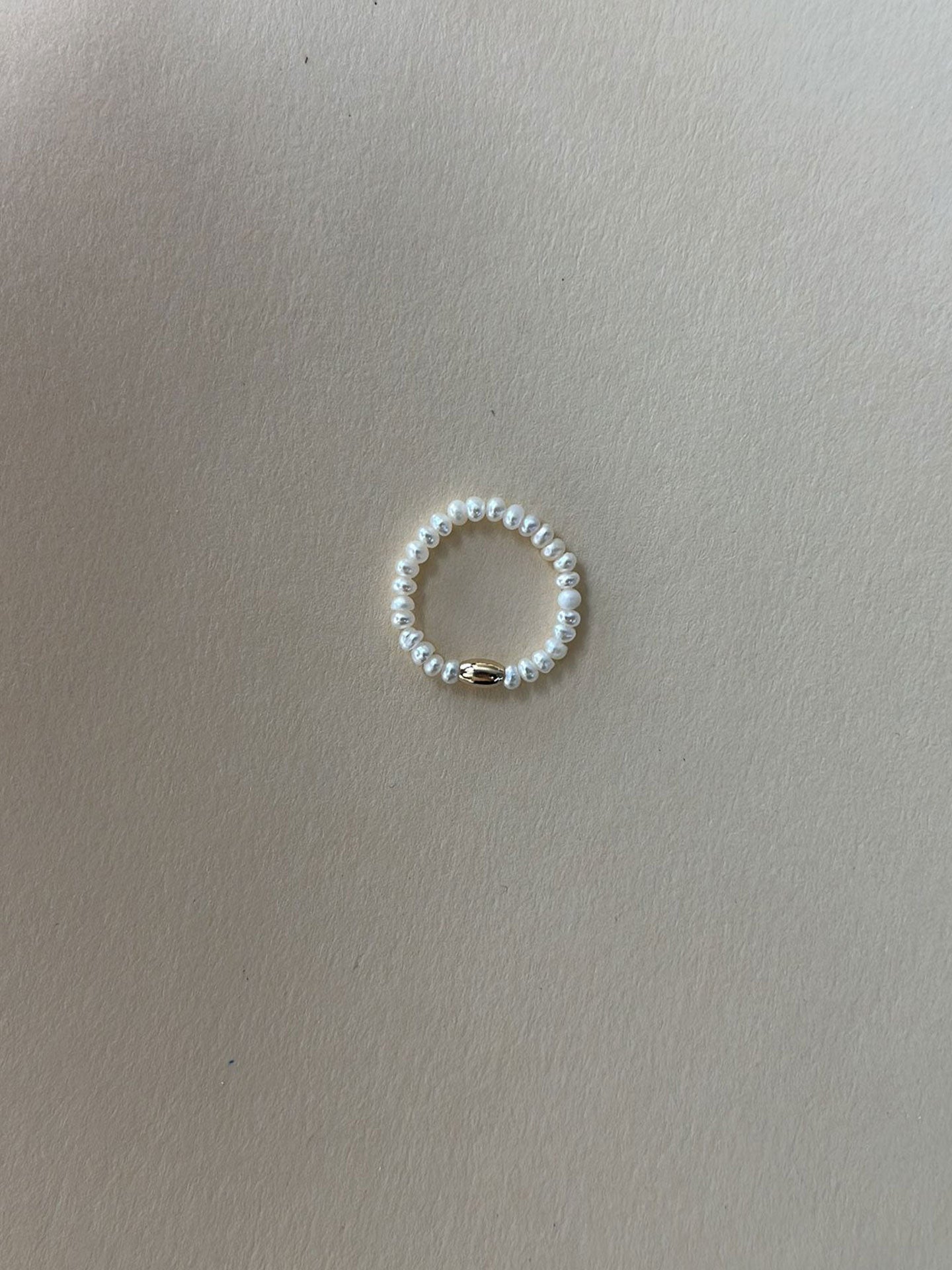 Pearl & 18K Gold-Plated Oval Bead Stretch Ring