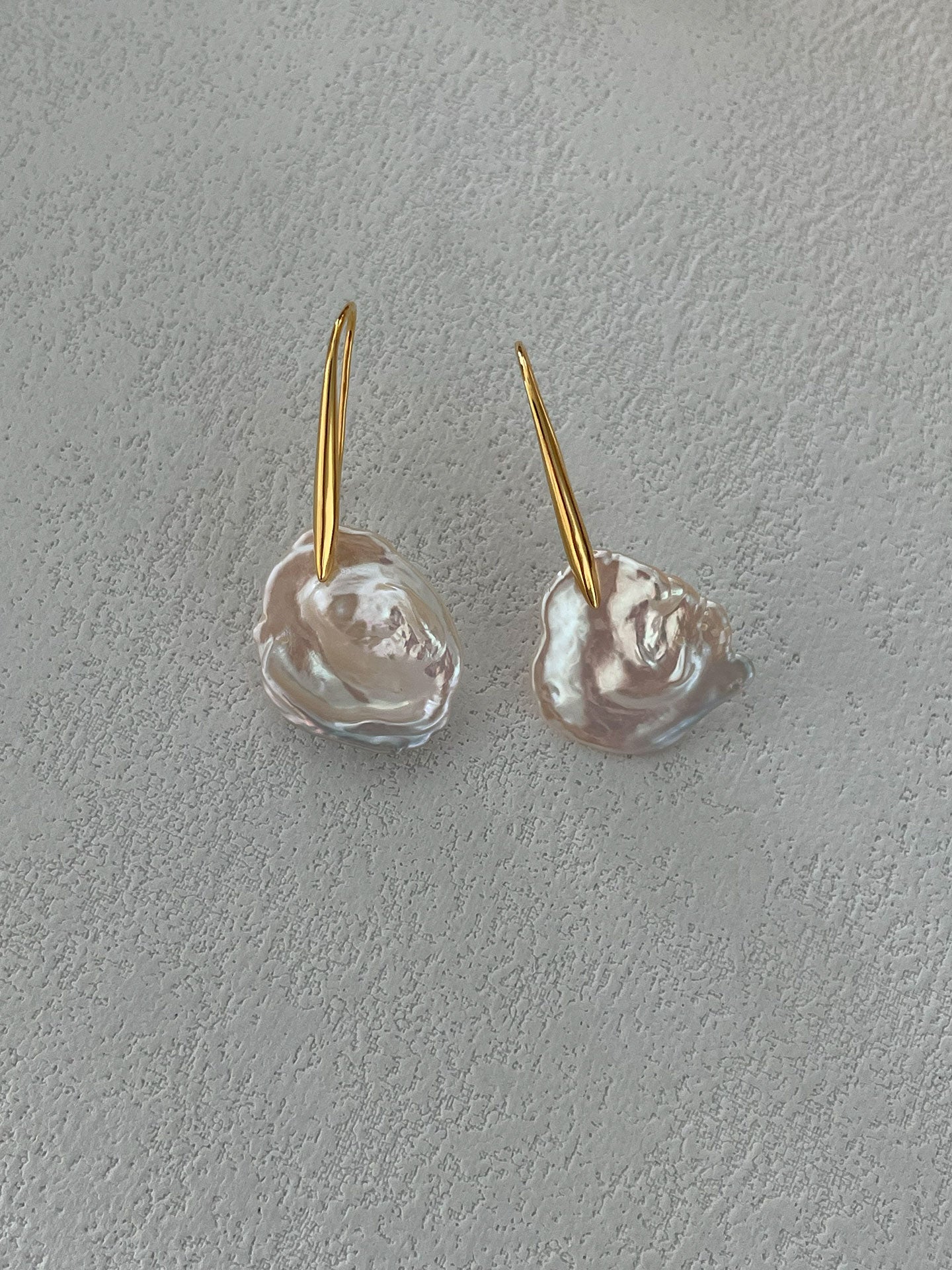Petal Baroque Pearl Drop Earrings with 18K Gold-Plated Hook
