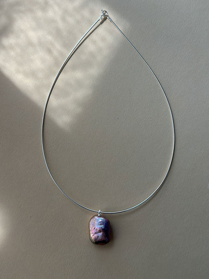 Detachable Blue-Violet Overtone Baroque Pearl Collar Necklace