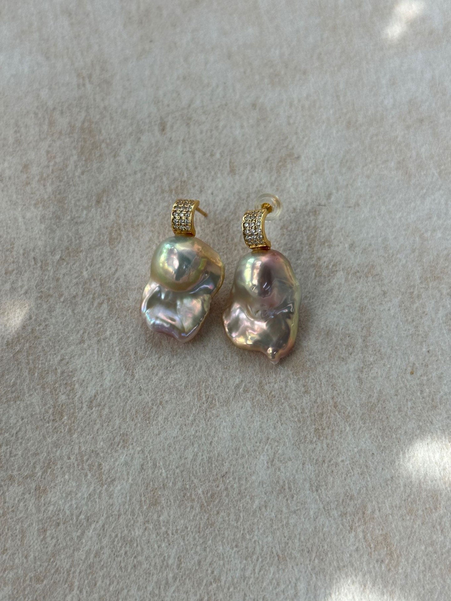 18K Gold-Plated Iridescent Baroque Pearl Drop