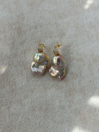 18K Gold-Plated Iridescent Baroque Pearl Drop