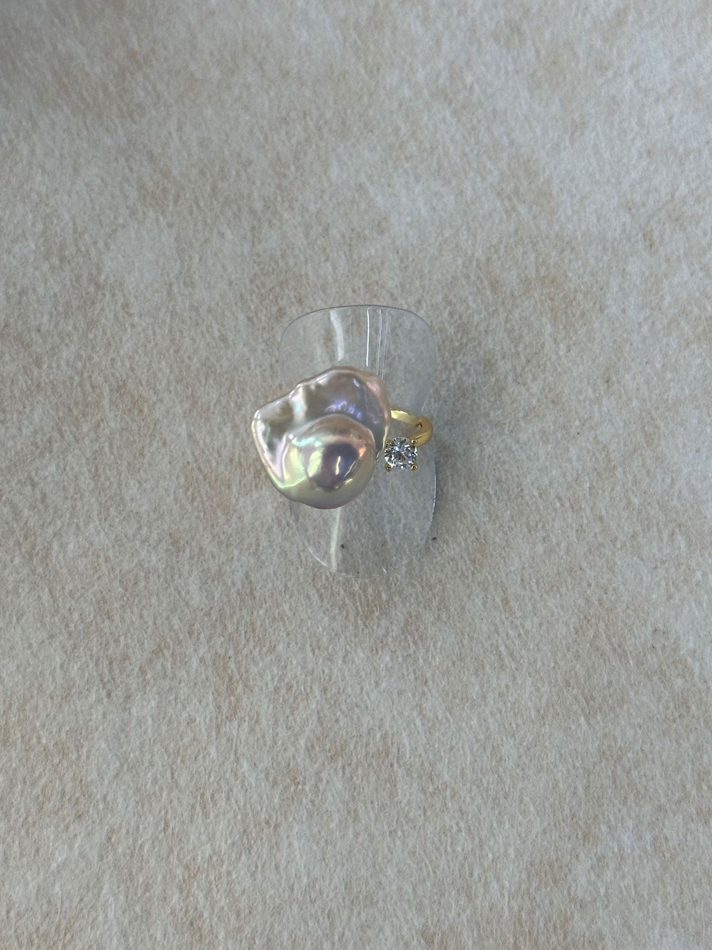 Scallop Baroque Pearl & Prong CZ Open Ring