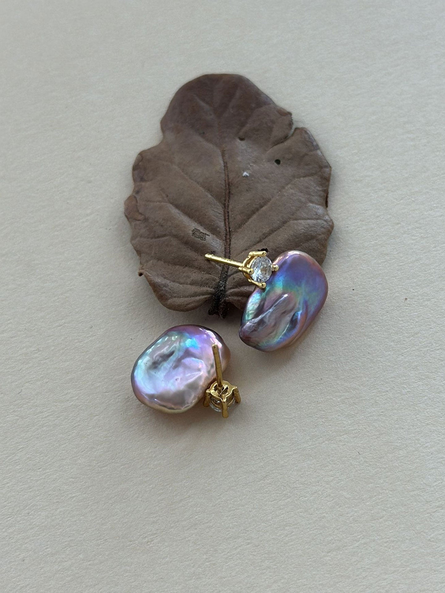 Princess Diana-Style Purple Baroque Pearl & CZ Drop Earrings