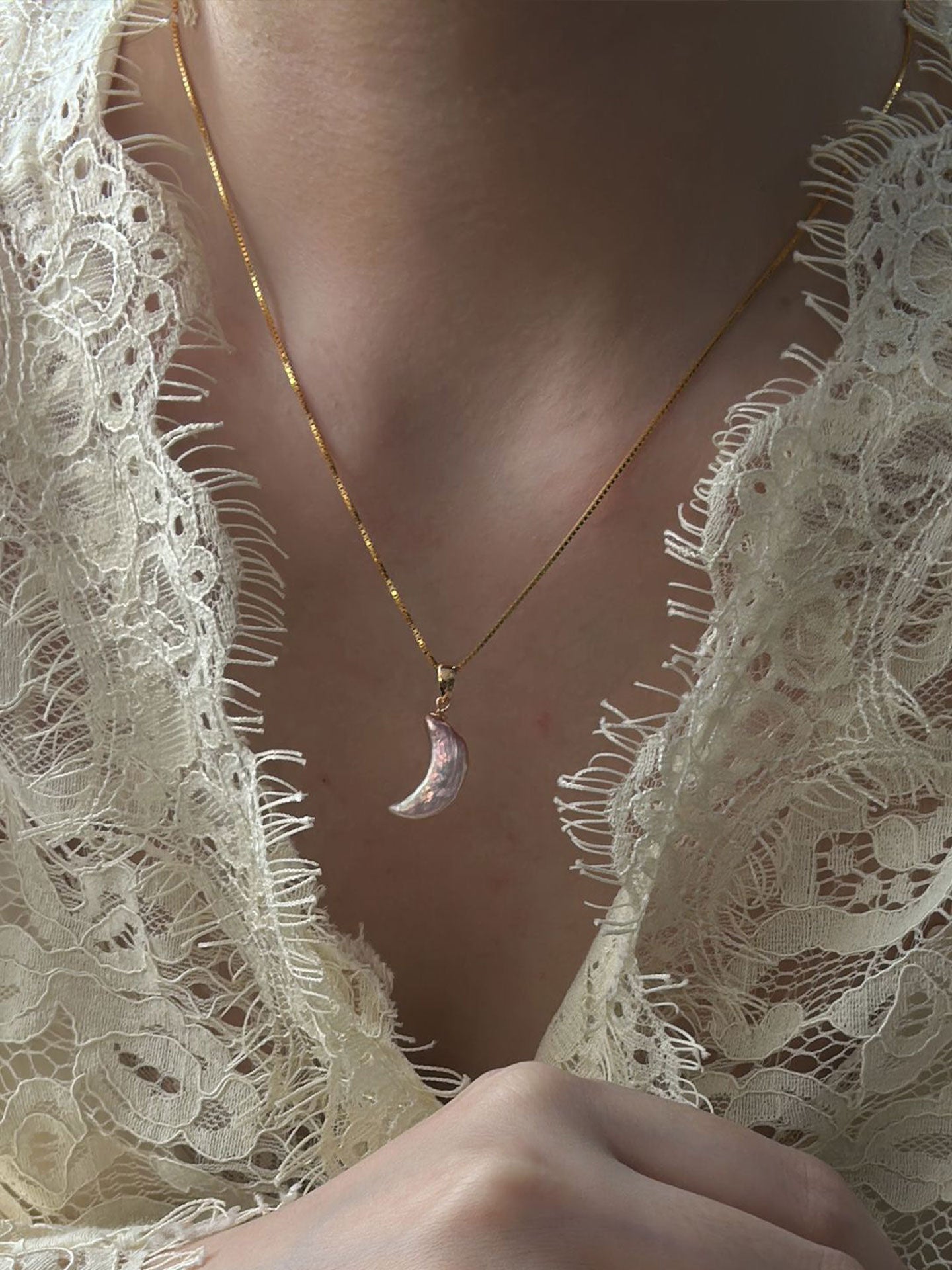 Crescent Purple Baroque Pearl 18K Gold-Plated Necklace