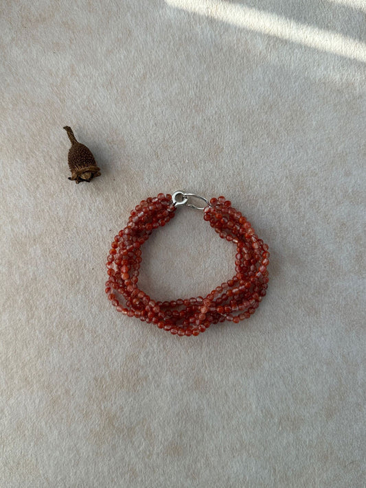 Natural South Red Agate Layered Woven Bracelet