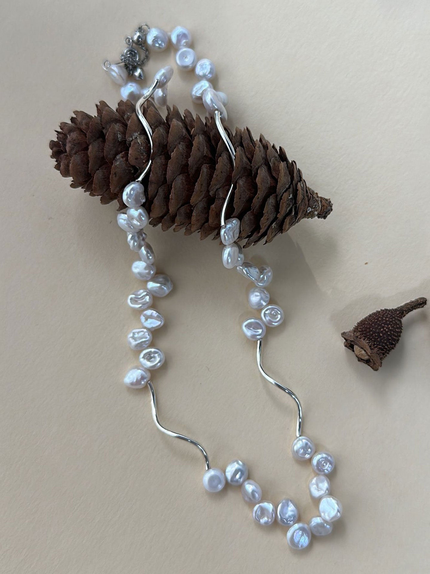 Baroque Pearl Wave Chain Necklace