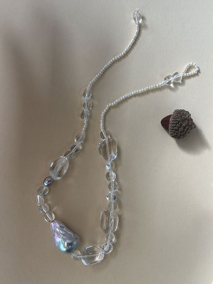 Bold Baroque Pearl & Crystal Statement Necklace