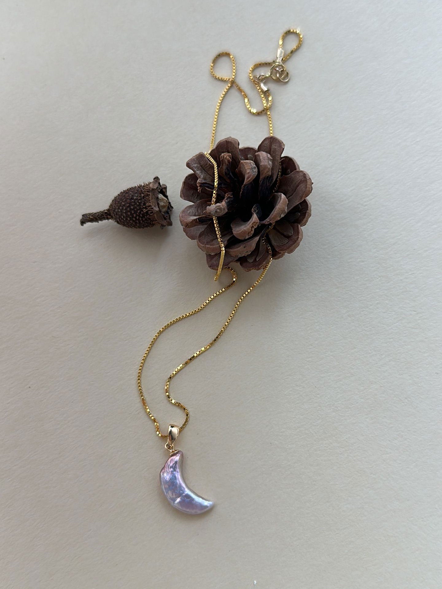 Crescent Purple Baroque Pearl 18K Gold-Plated Necklace