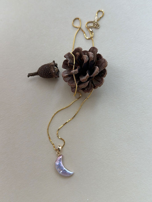 Crescent Purple Baroque Pearl 18K Gold-Plated Necklace