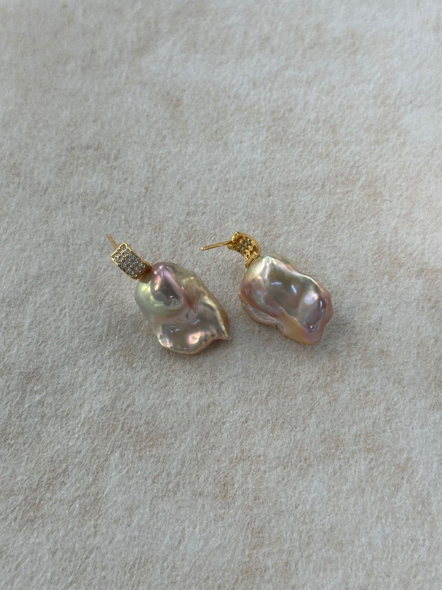 18K Gold-Plated Iridescent Baroque Pearl Drop