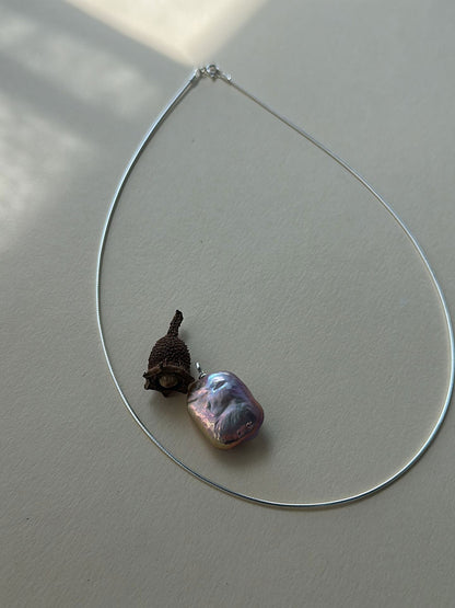 Detachable Blue-Violet Overtone Baroque Pearl Collar Necklace