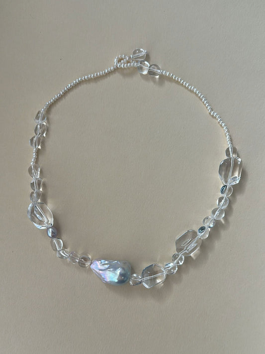 Bold Baroque Pearl & Crystal Statement Necklace