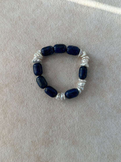 Lapis Lazuli & Baroque Pearl Stretch Bracelet