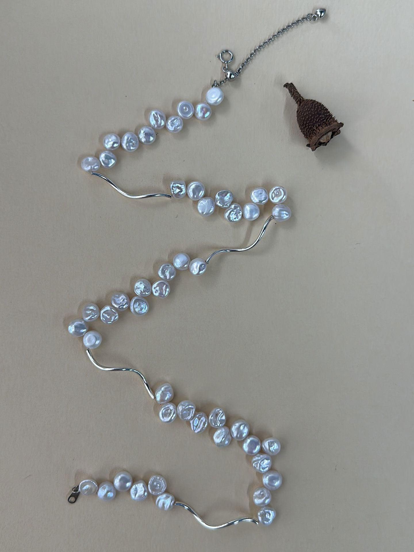 Baroque Pearl Wave Chain Necklace