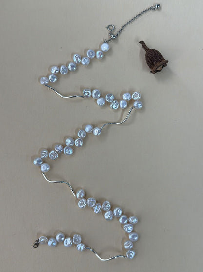 Baroque Pearl Wave Chain Necklace