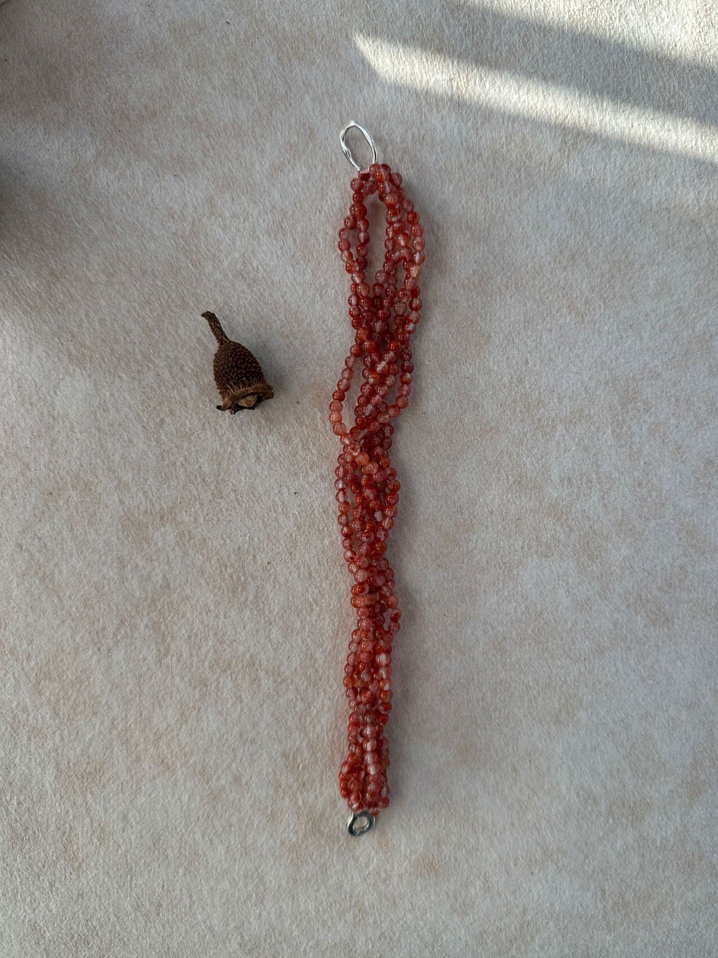 Natural South Red Agate Layered Woven Bracelet