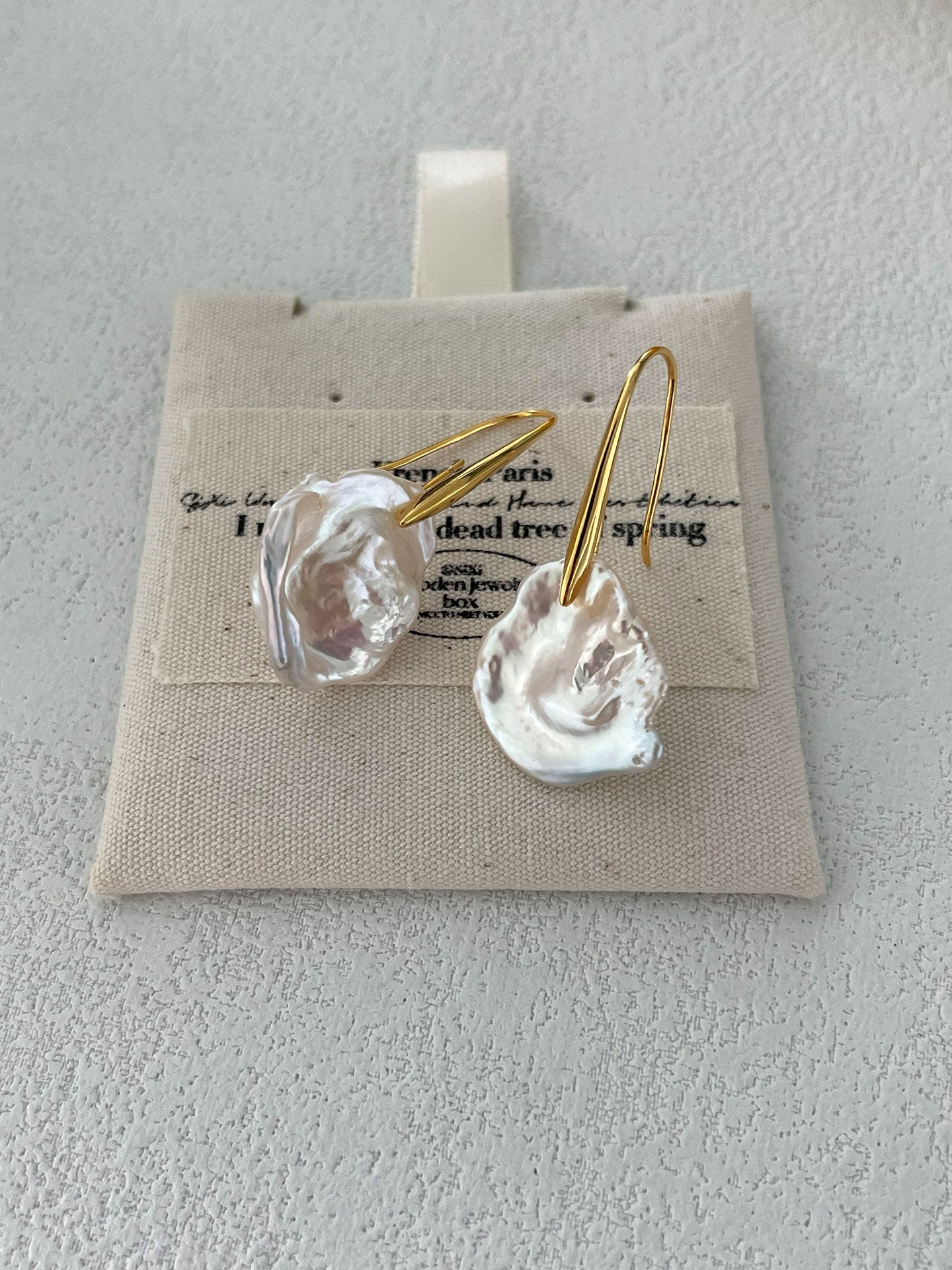 Petal Baroque Pearl Drop Earrings with 18K Gold-Plated Hook