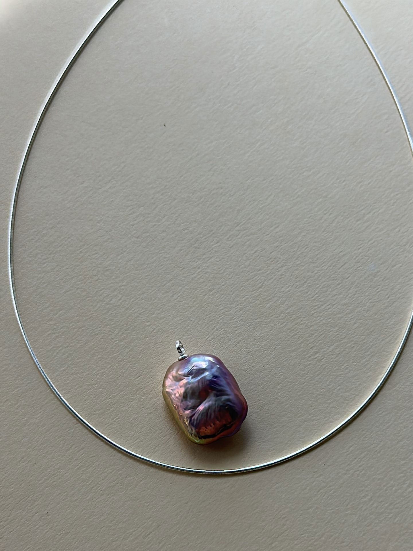 Detachable Blue-Violet Overtone Baroque Pearl Collar Necklace