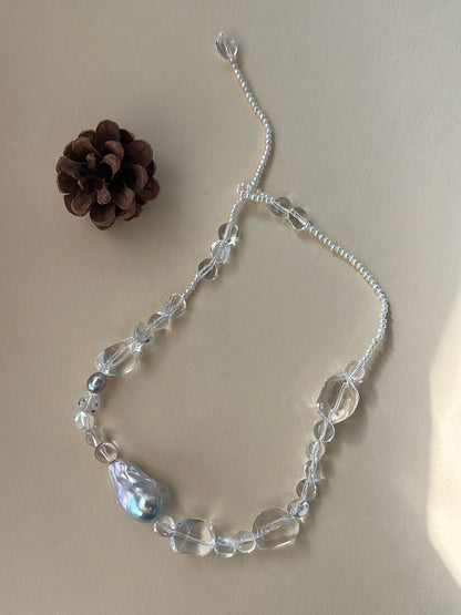 Bold Baroque Pearl & Crystal Statement Necklace
