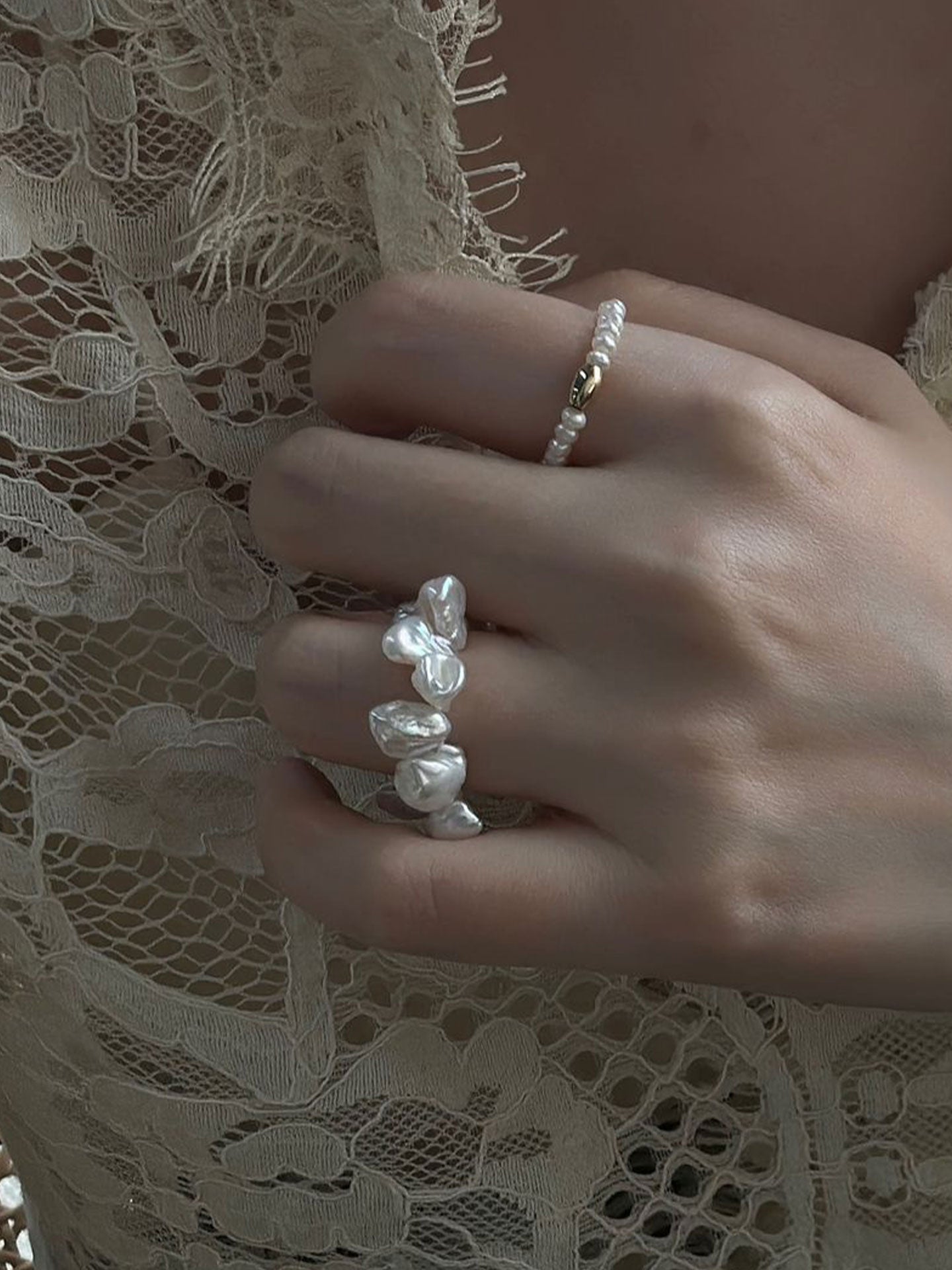 Baroque Pearl Cluster Stretch Ring