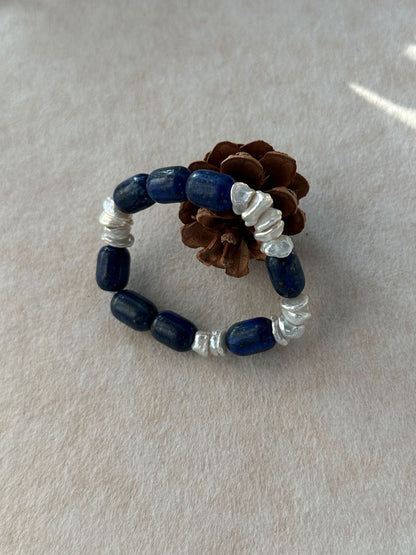 Lapis Lazuli & Baroque Pearl Stretch Bracelet
