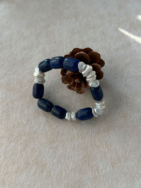 Lapis Lazuli & Baroque Pearl Stretch Bracelet