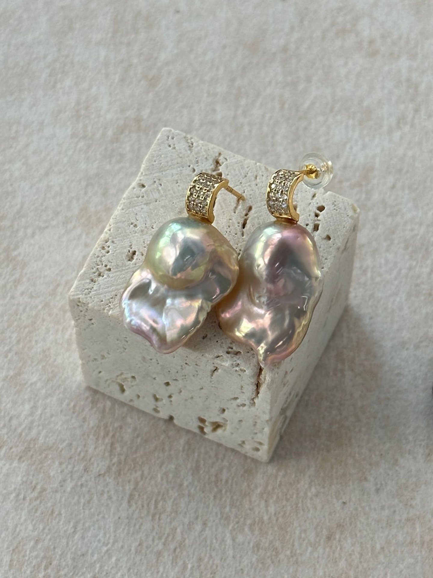 18K Gold-Plated Iridescent Baroque Pearl Drop