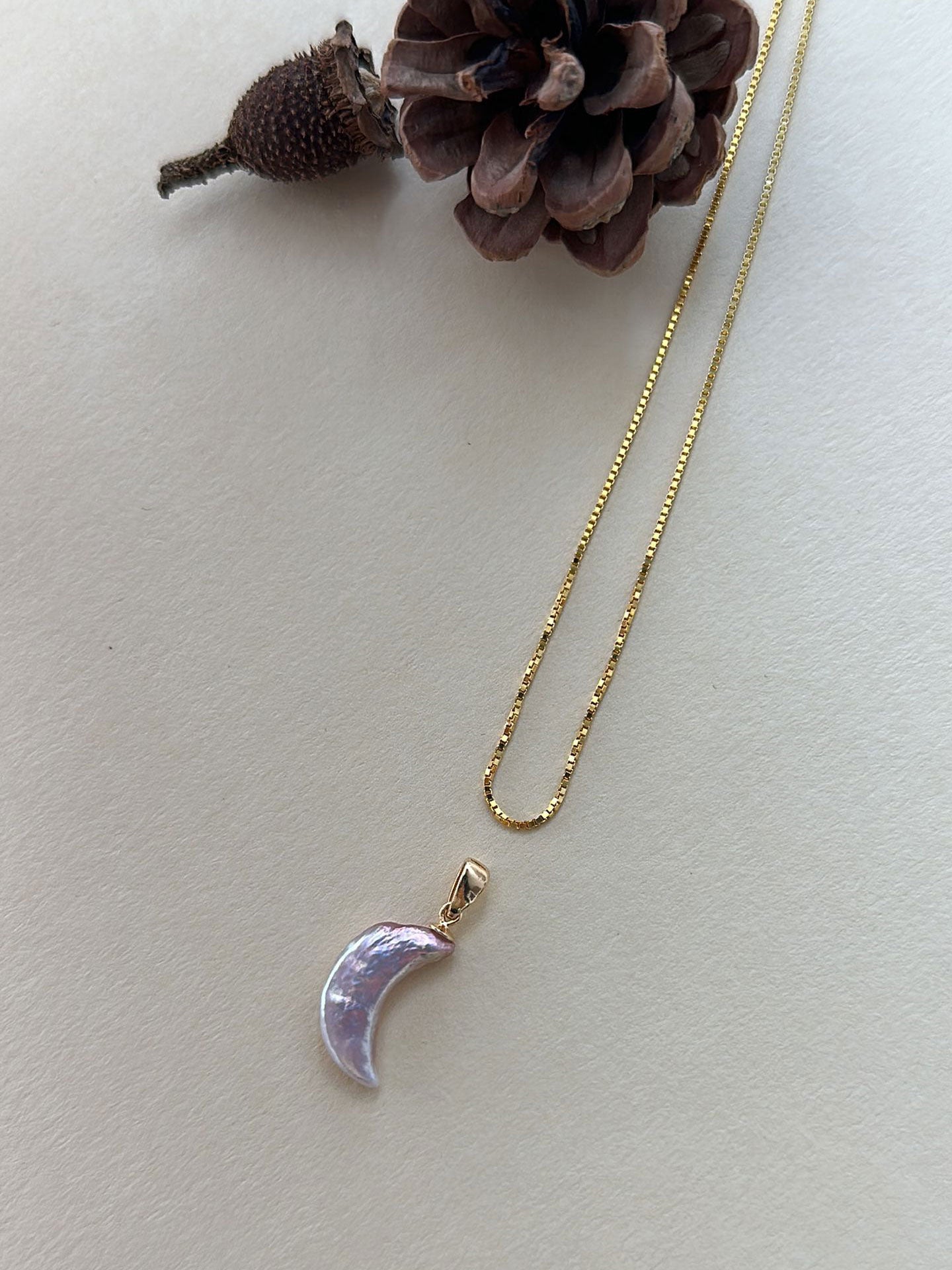Crescent Purple Baroque Pearl 18K Gold-Plated Necklace