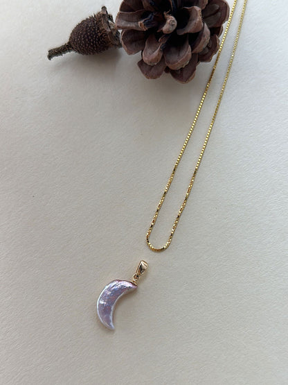 Crescent Purple Baroque Pearl 18K Gold-Plated Necklace