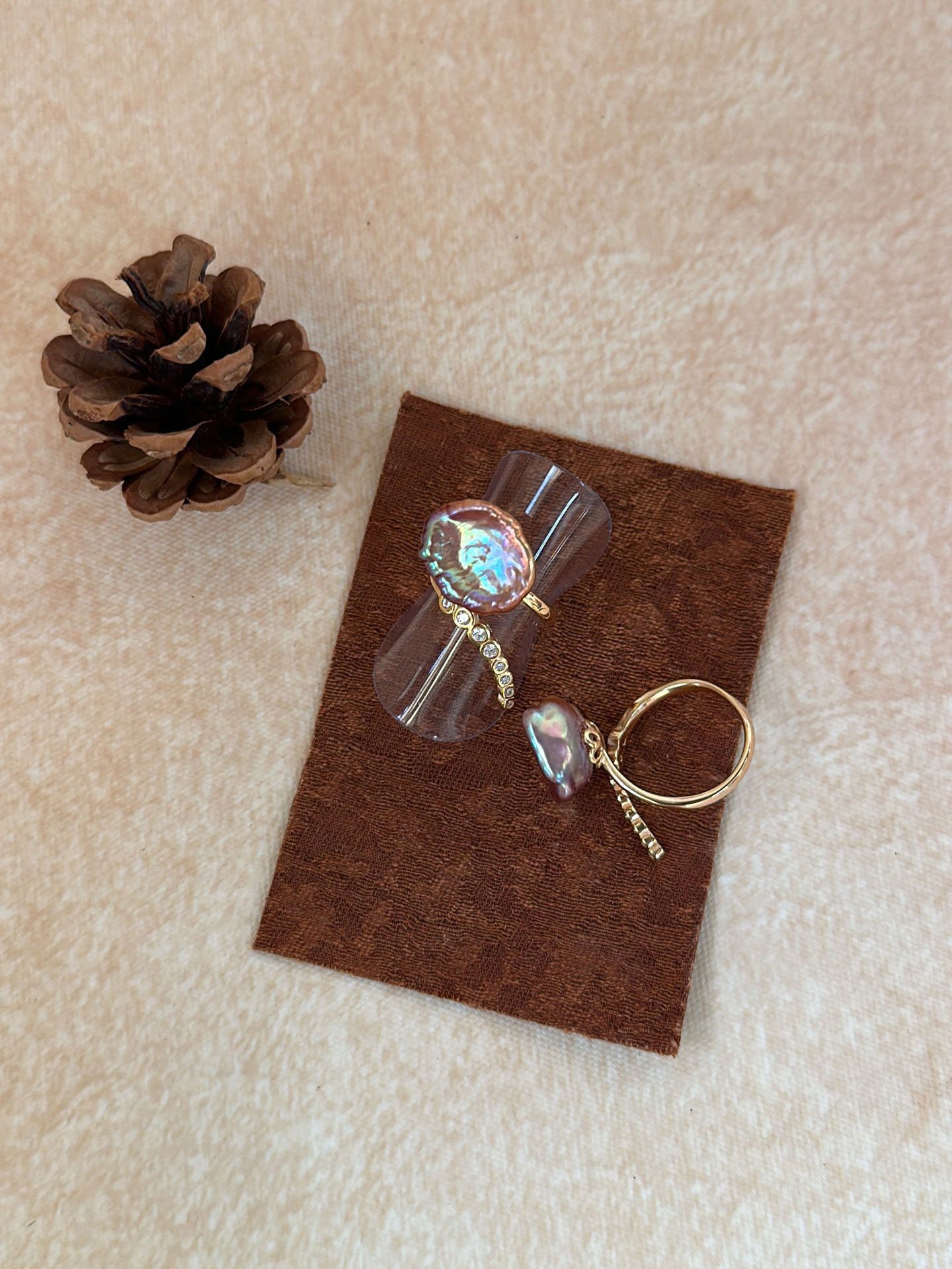 Violet Petal Baroque Pearl Open Ring