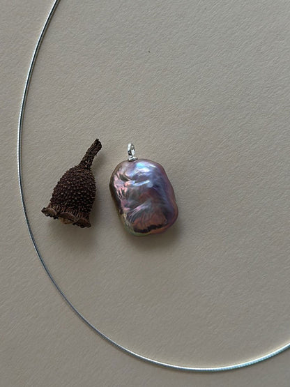 Detachable Blue-Violet Overtone Baroque Pearl Collar Necklace