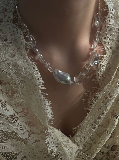 Bold Baroque Pearl & Crystal Statement Necklace