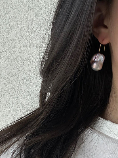 Fine Hook Earrings with Baroque Pearl Drop