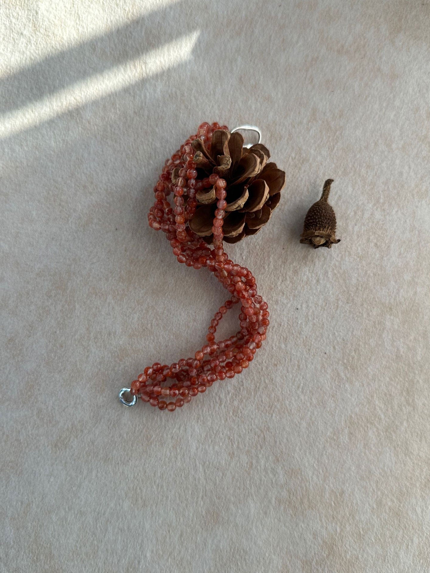 Natural South Red Agate Layered Woven Bracelet