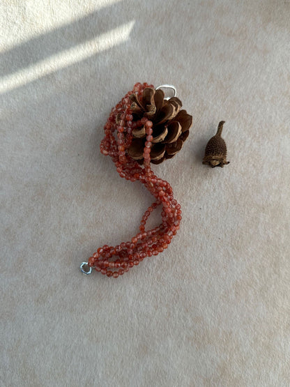 Natural South Red Agate Layered Woven Bracelet