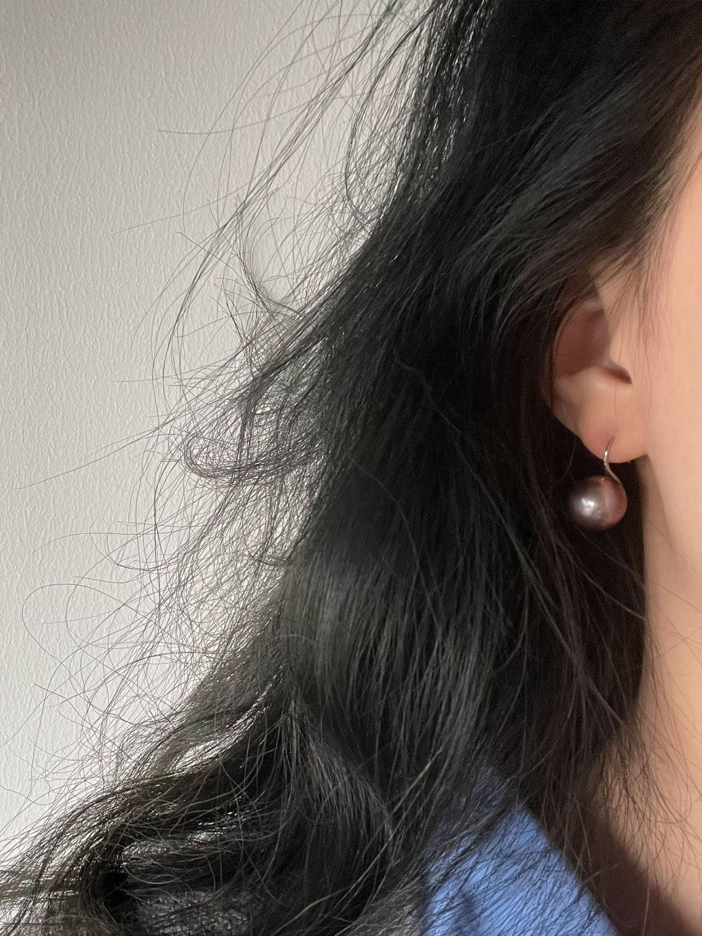 12mm Round Purple Edison Pearl Drop Earrings