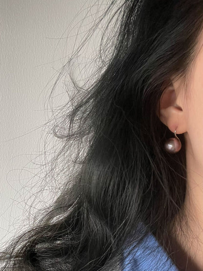 12mm Round Purple Edison Pearl Drop Earrings