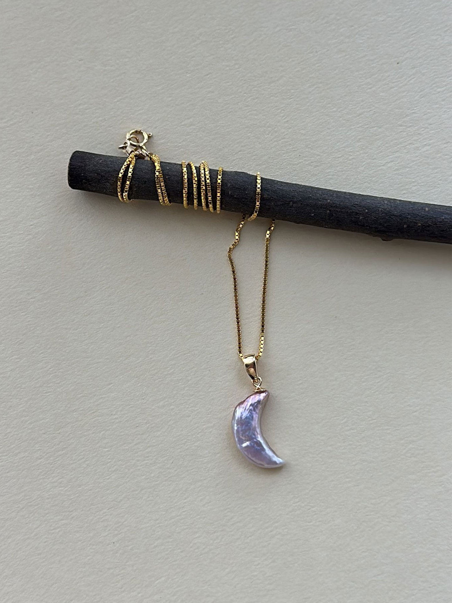 Crescent Purple Baroque Pearl 18K Gold-Plated Necklace
