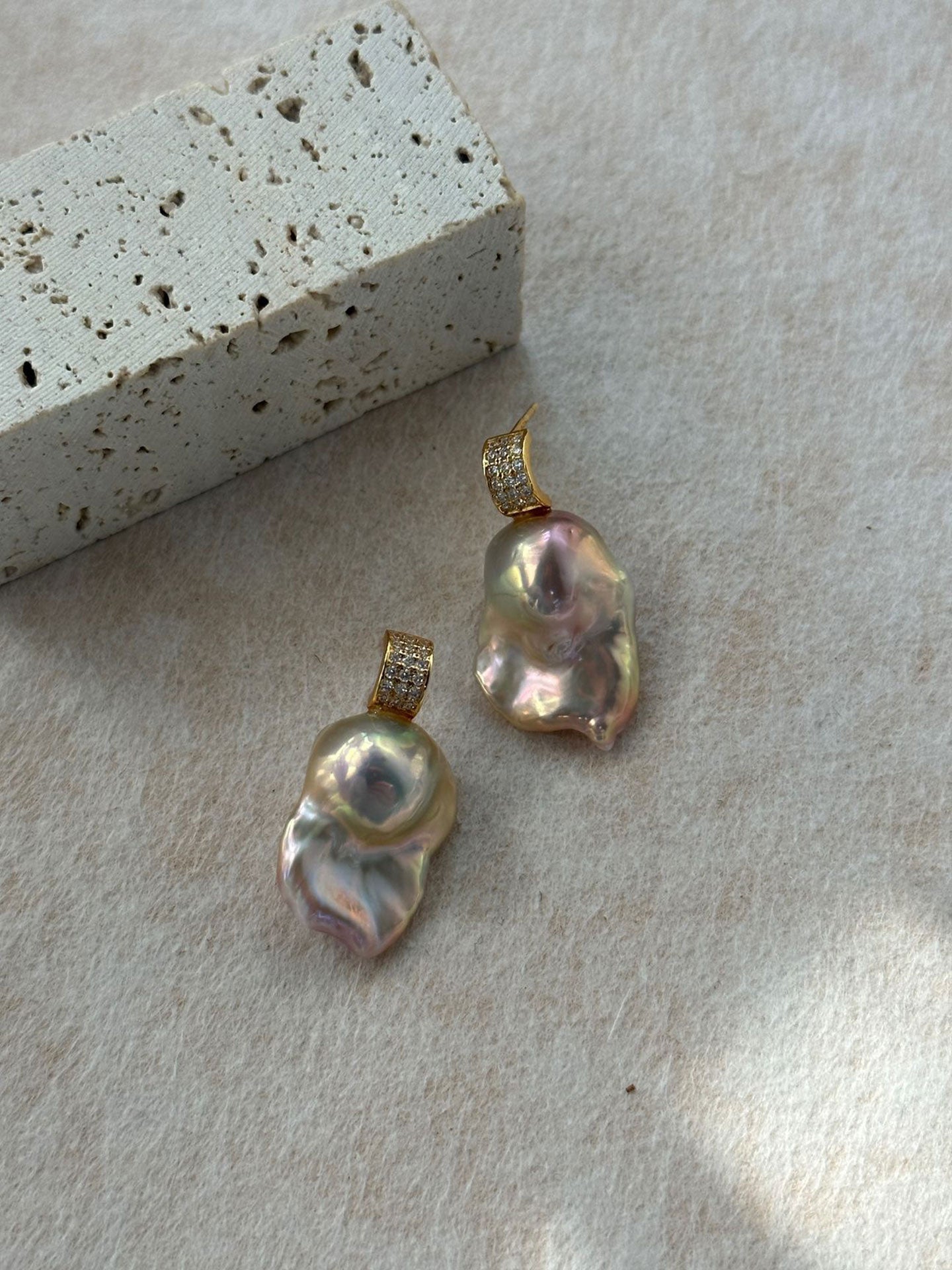 18K Gold-Plated Iridescent Baroque Pearl Drop