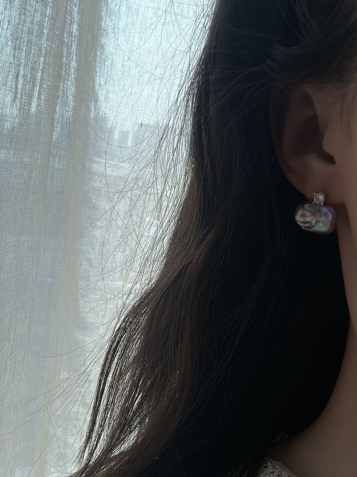 Princess Diana-Style Purple Baroque Pearl & CZ Drop Earrings